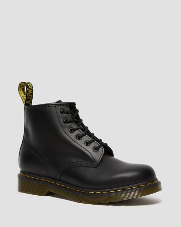 Dámské Kotníkové Boty Dr Martens 101 Yellow Stitch Smooth Læder Černé | CZ 92NWY